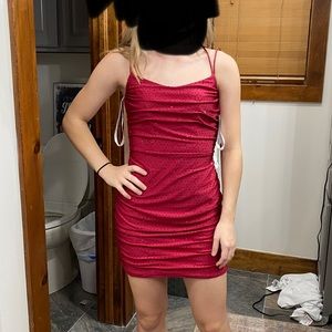 Sherri Hill short dress. Ruby in color